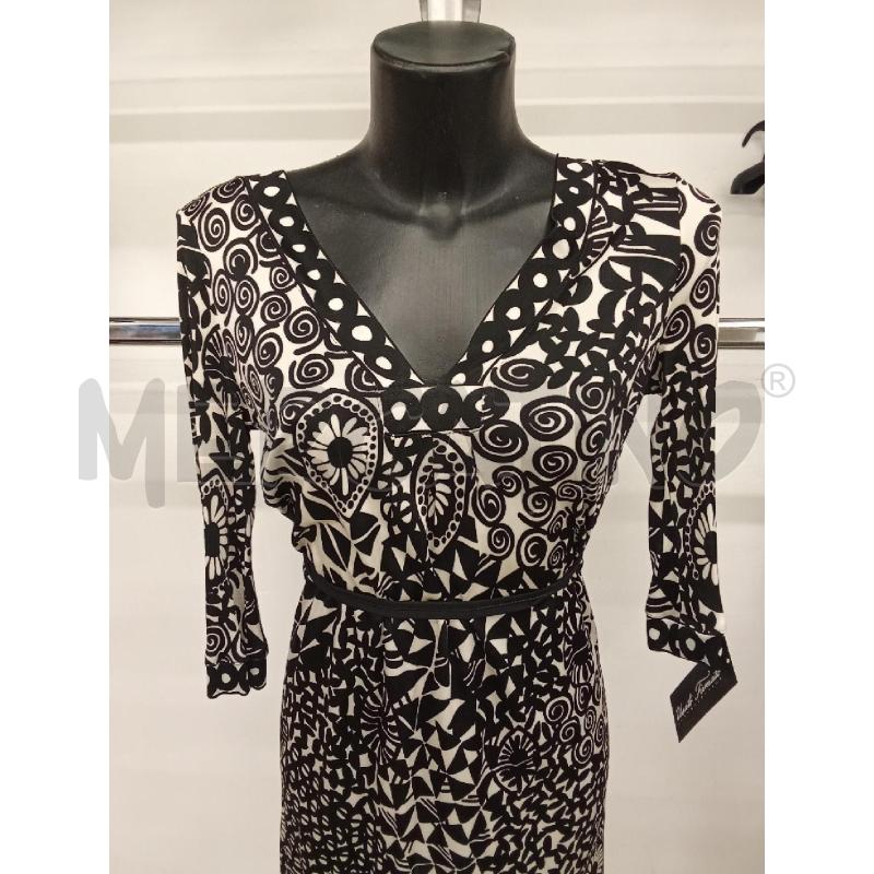 VESTITO DONNA A RUOTA BIANCO FANTASIA NERA | Mercatino dell'Usato San giorgio del sannio 2