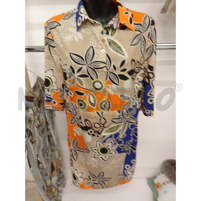 VESTITO DONNA BEIGE ARANCIONE BLU FIORI HANITA | Mercatino dell'Usato San giorgio del sannio 1