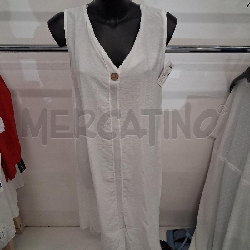 VESTITO DONNA BIANCO CAMICIONE BOTTONE MARRONE GIROMANICA | Mercatino dell'Usato San giorgio del sannio 1