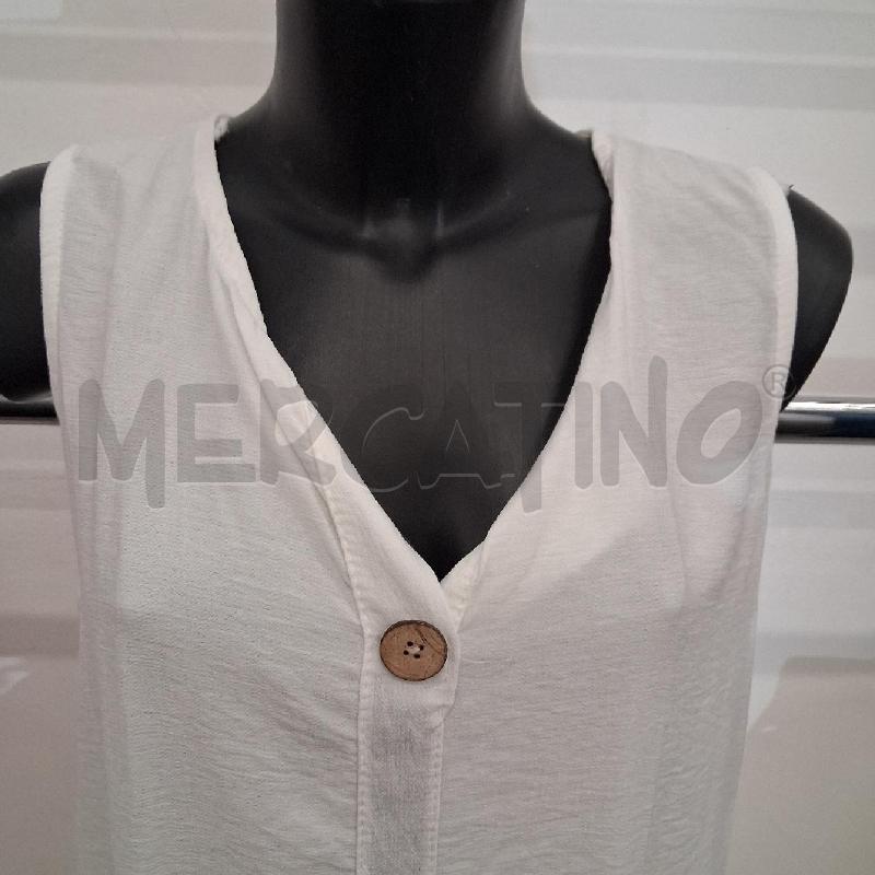 VESTITO DONNA BIANCO CAMICIONE BOTTONE MARRONE GIROMANICA | Mercatino dell'Usato San giorgio del sannio 2