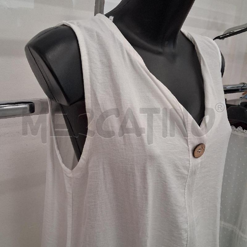 VESTITO DONNA BIANCO CAMICIONE BOTTONE MARRONE GIROMANICA | Mercatino dell'Usato San giorgio del sannio 4