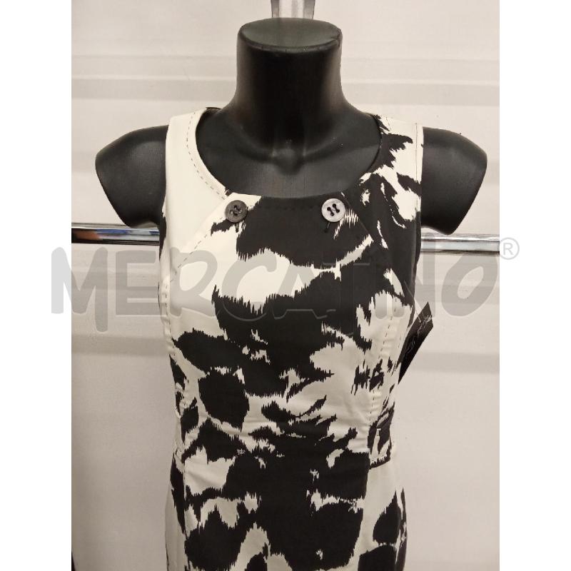 VESTITO DONNA BIANCO FIORI GRAFICI NERI CINTURA  | Mercatino dell'Usato San giorgio del sannio 2