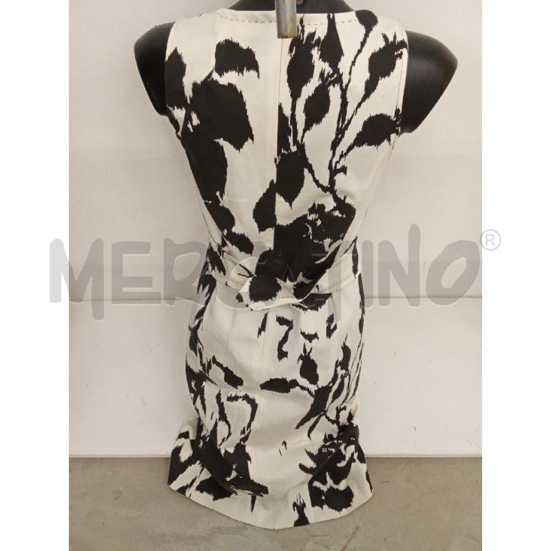 VESTITO DONNA BIANCO FIORI GRAFICI NERI CINTURA  | Mercatino dell'Usato San giorgio del sannio 3