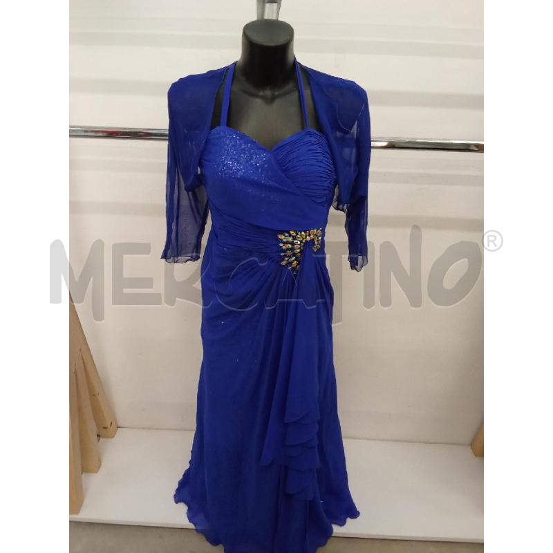 VESTITO DONNA BLU ELETTRICO PAILETTES STRASS ARRICCIATO DAVANTI LELLA CHATIE | Mercatino dell'Usato San giorgio del sannio 1