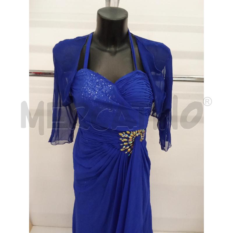 VESTITO DONNA BLU ELETTRICO PAILETTES STRASS ARRICCIATO DAVANTI LELLA CHATIE | Mercatino dell'Usato San giorgio del sannio 2