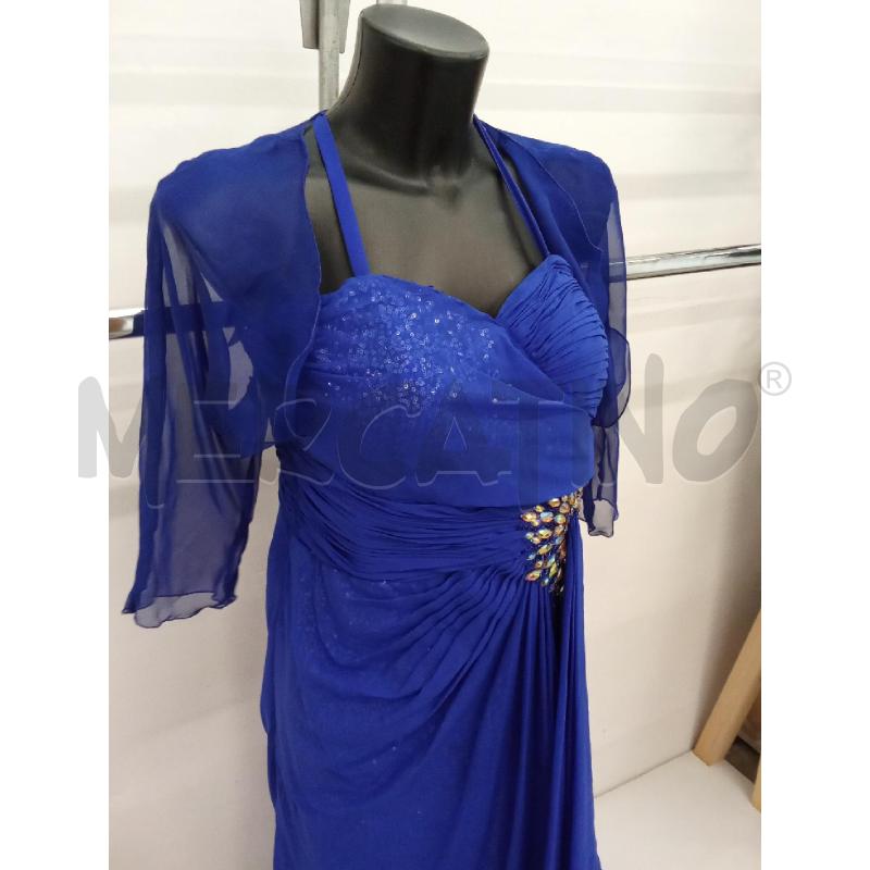 VESTITO DONNA BLU ELETTRICO PAILETTES STRASS ARRICCIATO DAVANTI LELLA CHATIE | Mercatino dell'Usato San giorgio del sannio 3
