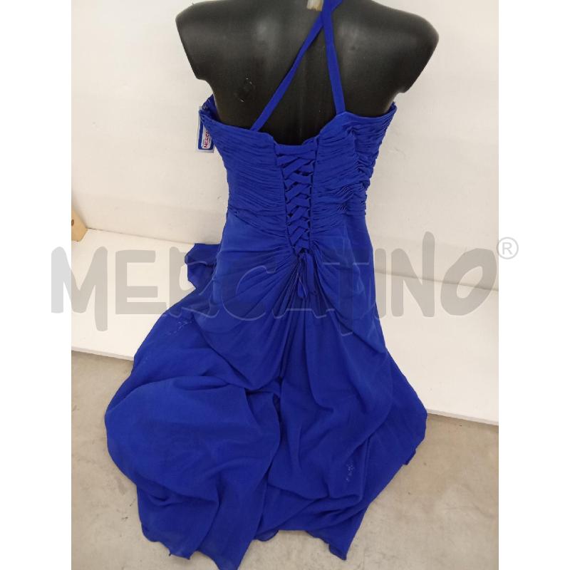VESTITO DONNA BLU ELETTRICO PAILETTES STRASS ARRICCIATO DAVANTI LELLA CHATIE | Mercatino dell'Usato San giorgio del sannio 4