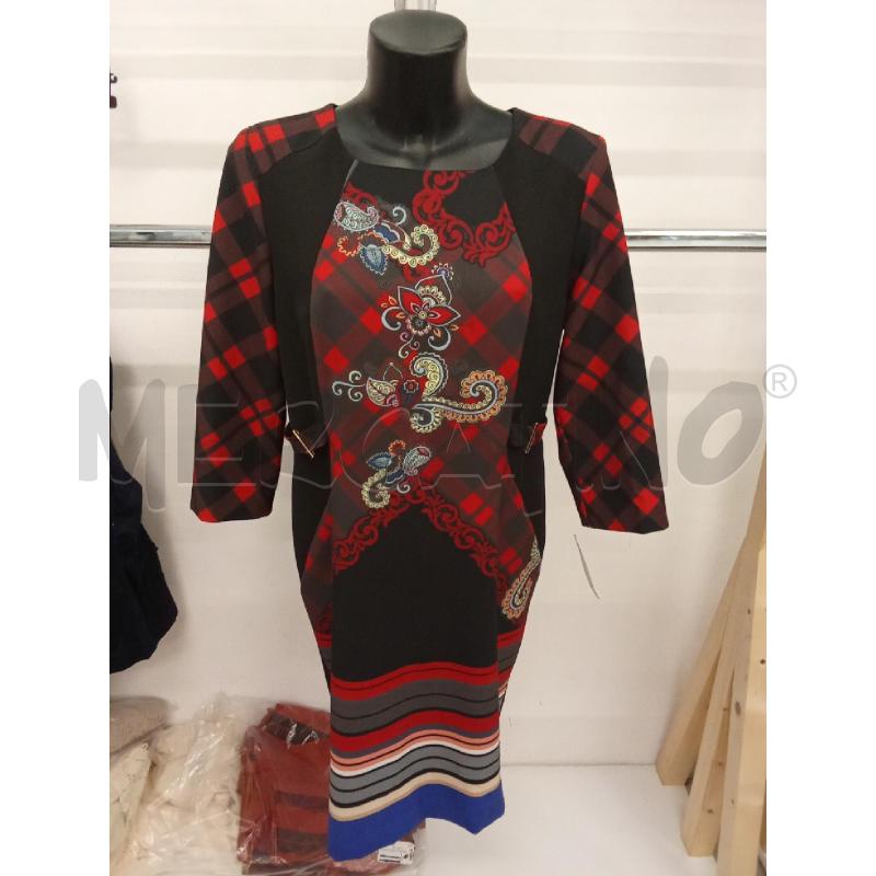 VESTITO DONNA CANNELLA MANICA LUNGA TUBINO INS ROSSO ETNIUCO  | Mercatino dell'Usato San giorgio del sannio 1