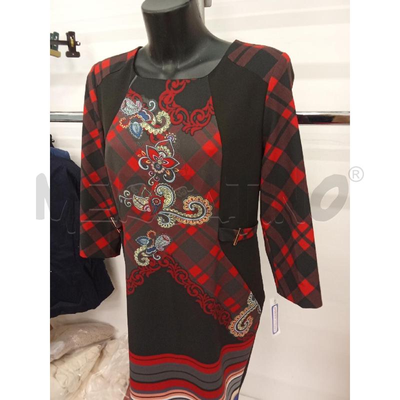 VESTITO DONNA CANNELLA MANICA LUNGA TUBINO INS ROSSO ETNIUCO  | Mercatino dell'Usato San giorgio del sannio 2