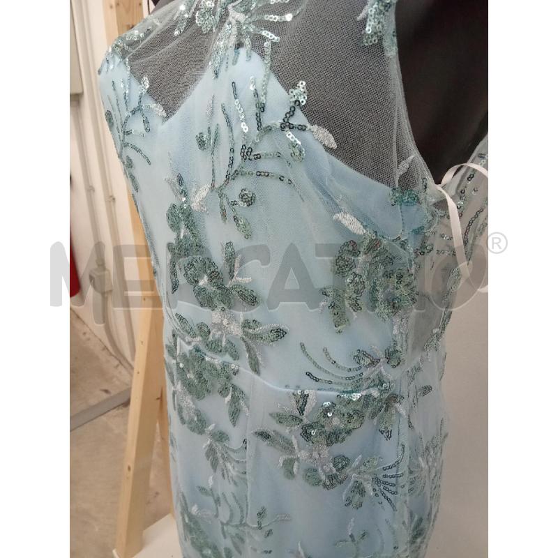 VESTITO DONNA CERIMONIA AZZURRO CON VELO E PAILLETTESE DOUBLE CRAZY  | Mercatino dell'Usato San giorgio del sannio 2