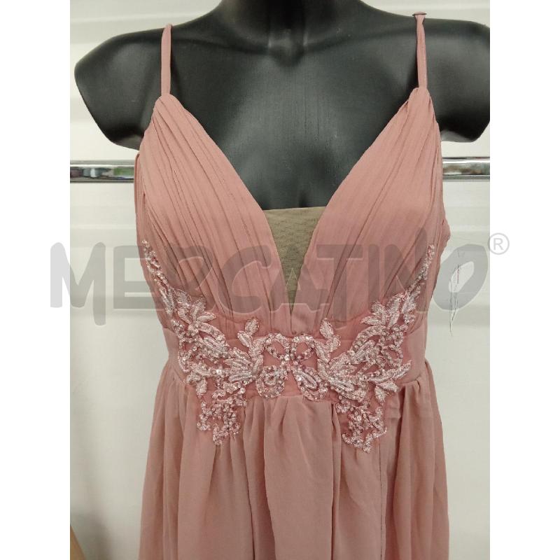 VESTITO DONNA CERIMONIA ROSA CIPRIA PERLINE ROSA LUNGO TULLE | Mercatino dell'Usato San giorgio del sannio 2