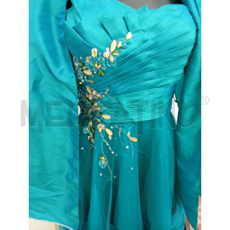 VESTITO DONNA CERIMONIA VERDE PETROLIO CORPETTO STRASS LELLA CHATIE | Mercatino dell'Usato San giorgio del sannio 2