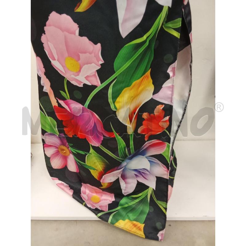 VESTITO DONNA LUNGOA NERO FANTASIA FIORI ROSA SPACCO | Mercatino dell'Usato San giorgio del sannio 3