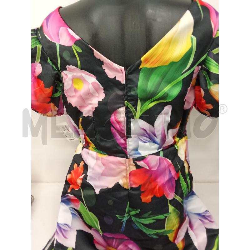 VESTITO DONNA LUNGOA NERO FANTASIA FIORI ROSA SPACCO | Mercatino dell'Usato San giorgio del sannio 4
