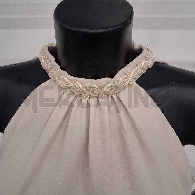 VESTITO DONNA LUNGO BEIGE PERLINE COLLO AMERICANA SARTORIALE  | Mercatino dell'Usato San giorgio del sannio 2