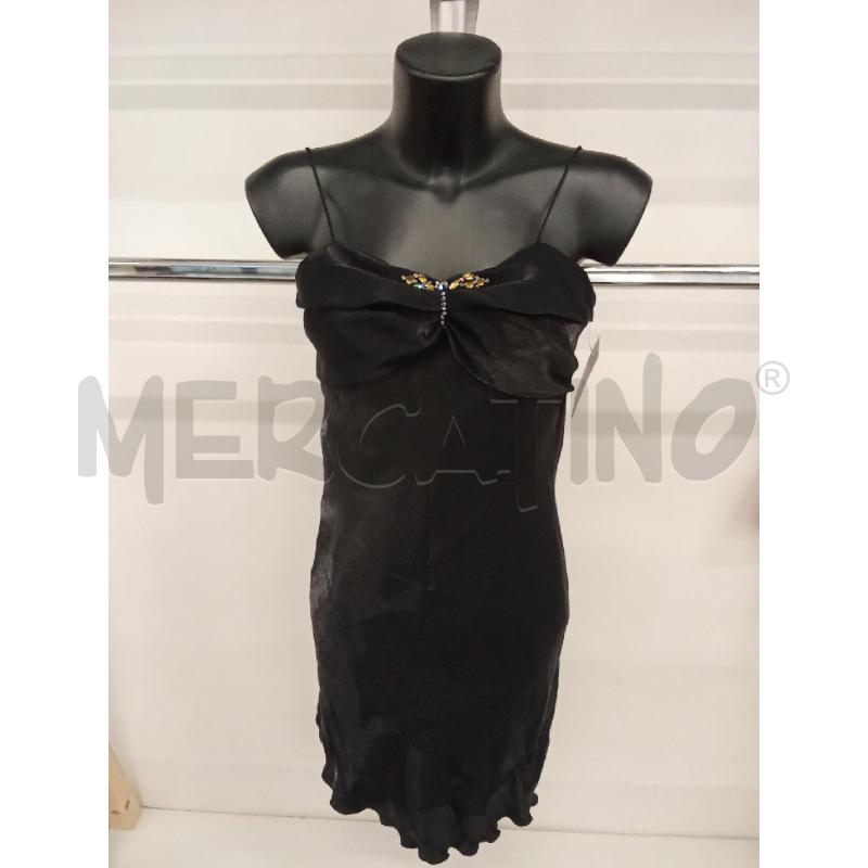 VESTITO DONNA LUNGO NERO ACETATO  STRASS CON SPOLVERINO  | Mercatino dell'Usato San giorgio del sannio 1