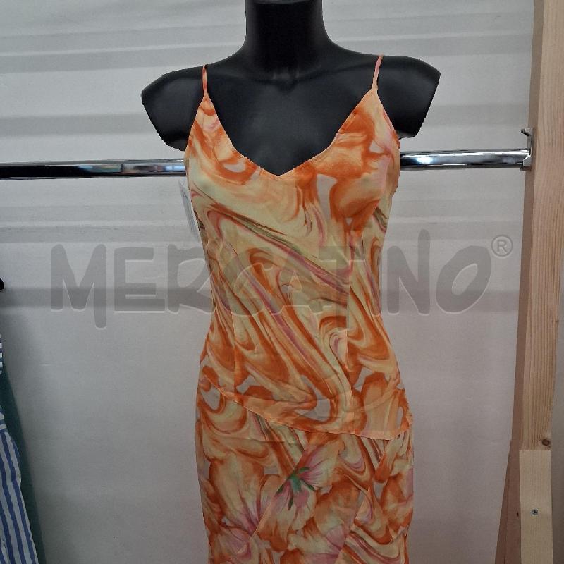 VESTITO DONNA LUNGO VELO ARANCIONE SFUMATO ROSA  | Mercatino dell'Usato San giorgio del sannio 1