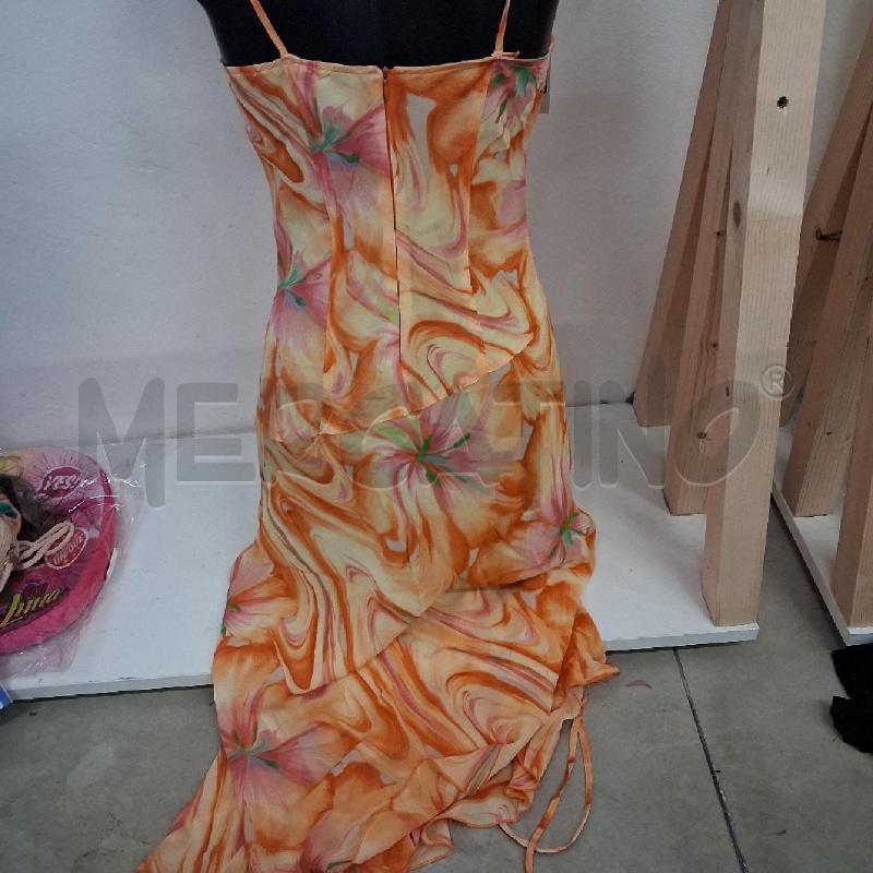 VESTITO DONNA LUNGO VELO ARANCIONE SFUMATO ROSA  | Mercatino dell'Usato San giorgio del sannio 4