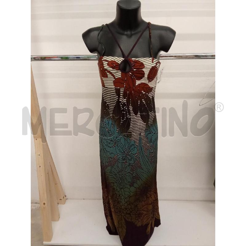 VESTITO DONNA LUNGO VIOLA SFUMATO FLOREALE BEIGE OTTANEO  | Mercatino dell'Usato San giorgio del sannio 1