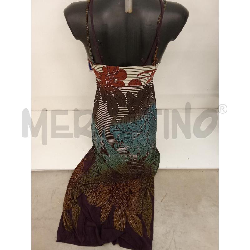 VESTITO DONNA LUNGO VIOLA SFUMATO FLOREALE BEIGE OTTANEO  | Mercatino dell'Usato San giorgio del sannio 4