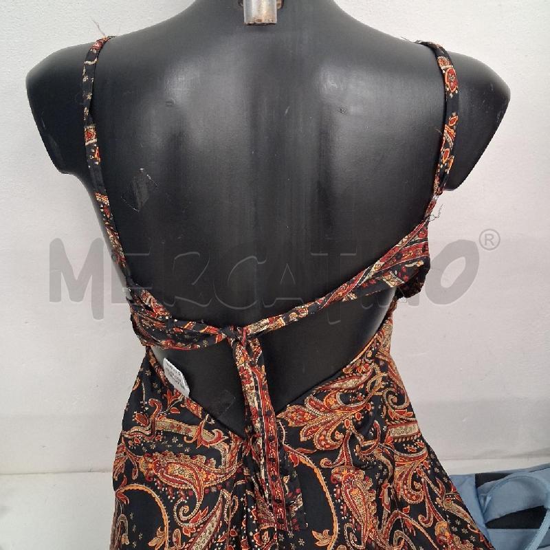 VESTITO DONNA NERO BRETELLE FANTASIA ARANCIONE LUNGO RETRO SCOLLATO | Mercatino dell'Usato San giorgio del sannio 5