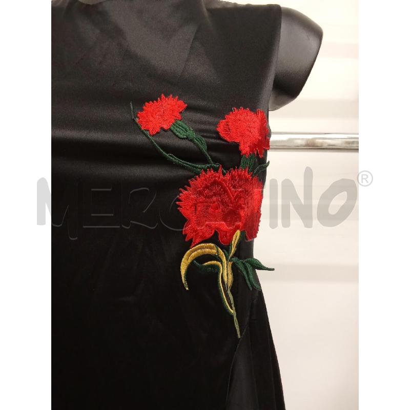 VESTITO DONNA NERO INS FIORI PAPAVERO ROSSO IOAS MILANO | Mercatino dell'Usato San giorgio del sannio 2