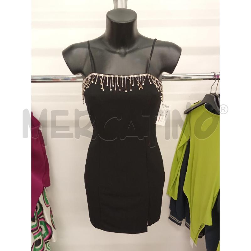 VESTITO DONNA NERO MINI TUBINO PERLINE GRIGIE APPESE | Mercatino dell'Usato San giorgio del sannio 1