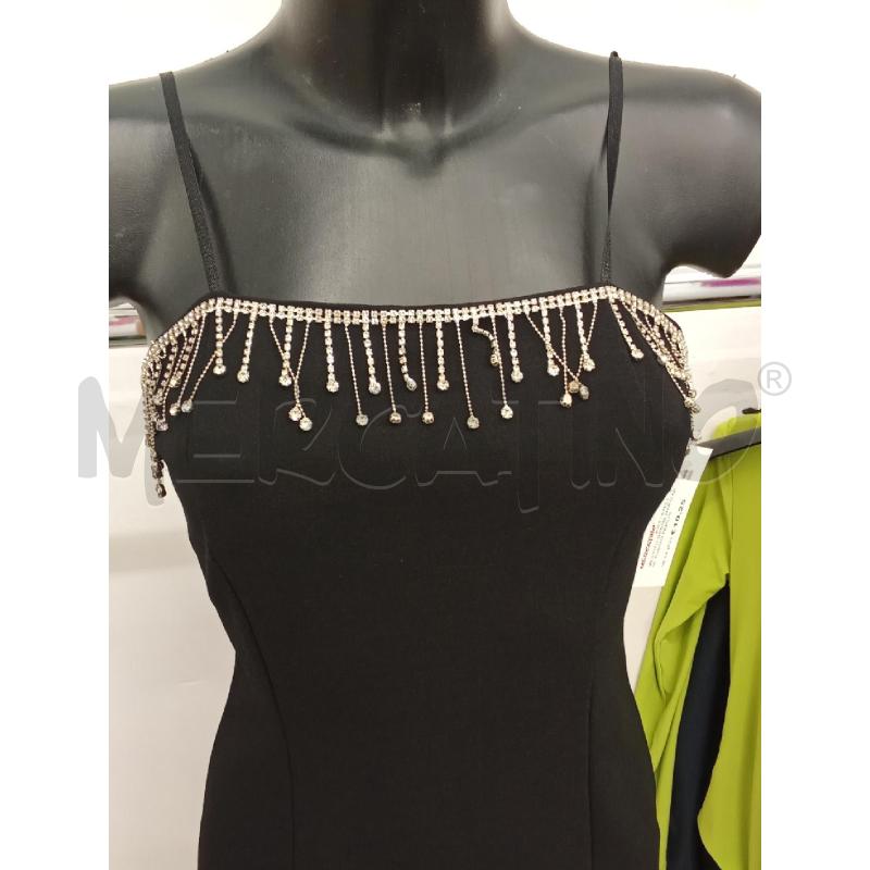 VESTITO DONNA NERO MINI TUBINO PERLINE GRIGIE APPESE | Mercatino dell'Usato San giorgio del sannio 2