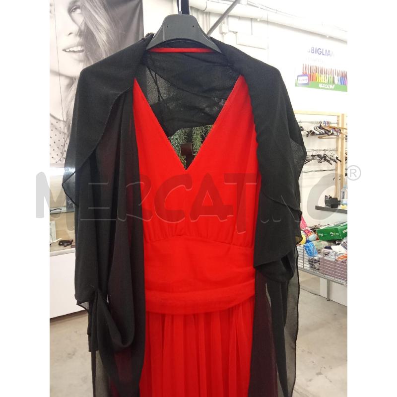 VESTITO DONNA ROSSO BAY VELO SRTILE IMPERO  + STOLA NERA  | Mercatino dell'Usato San giorgio del sannio 2