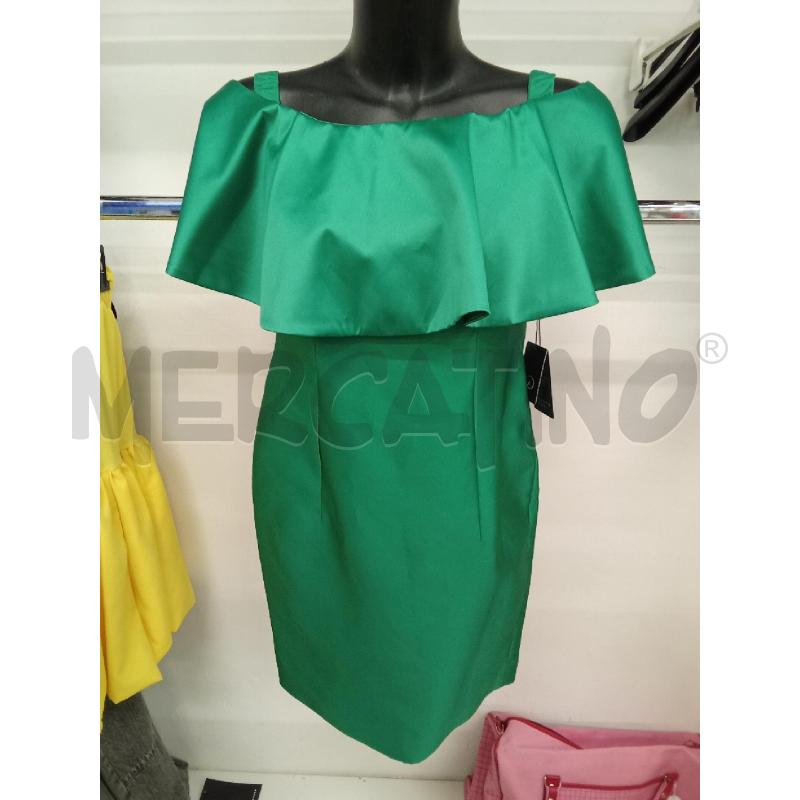 VESTITO DONNA SATIN VERDE SCOLLOI A BARCA A.PAPELL  | Mercatino dell'Usato San giorgio del sannio 1