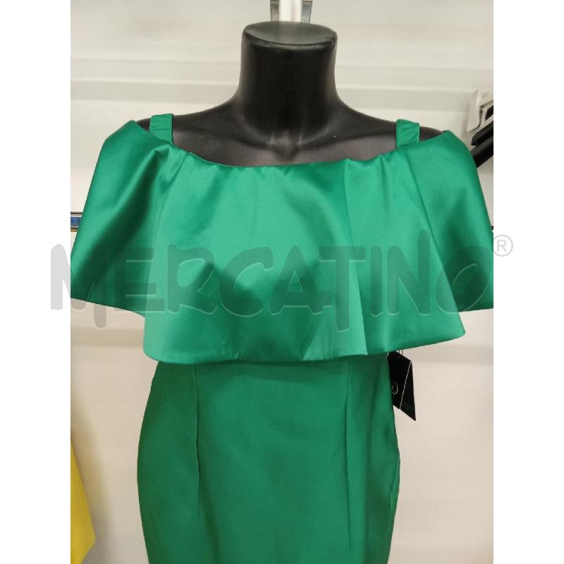 VESTITO DONNA SATIN VERDE SCOLLOI A BARCA A.PAPELL  | Mercatino dell'Usato San giorgio del sannio 2