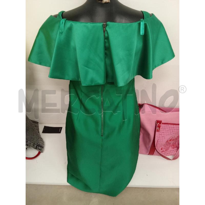 VESTITO DONNA SATIN VERDE SCOLLOI A BARCA A.PAPELL  | Mercatino dell'Usato San giorgio del sannio 3
