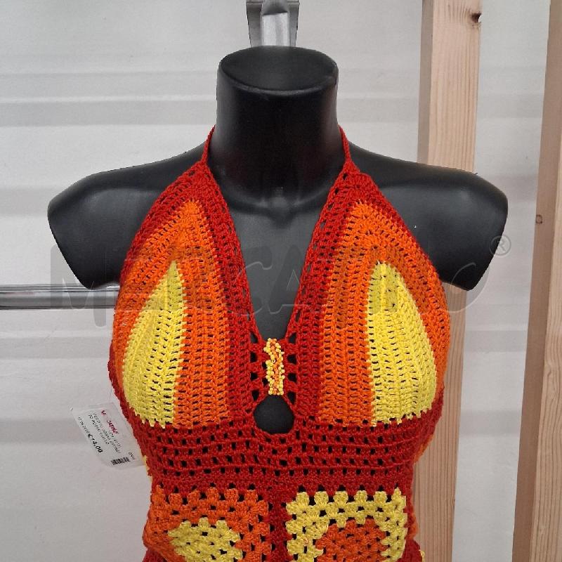 VESTITO DONNA UNCINETTO ROSSO GIALLO ARANCIONE | Mercatino dell'Usato San giorgio del sannio 2