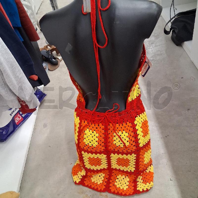 VESTITO DONNA UNCINETTO ROSSO GIALLO ARANCIONE | Mercatino dell'Usato San giorgio del sannio 3