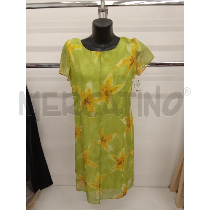 VESTITO DONNA VERDE FIORI GIALLI VELO CON LEI  | Mercatino dell'Usato San giorgio del sannio 1