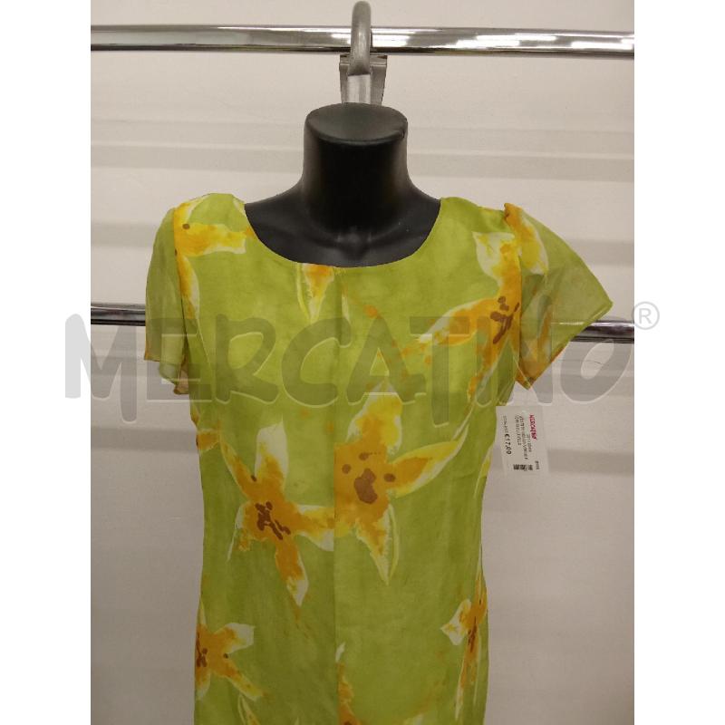 VESTITO DONNA VERDE FIORI GIALLI VELO CON LEI  | Mercatino dell'Usato San giorgio del sannio 2