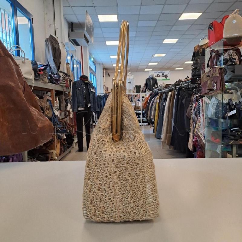 BORSA A MANO MANICO METALLO DORATO E RAFIA | Mercatino dell'Usato Bologna 2