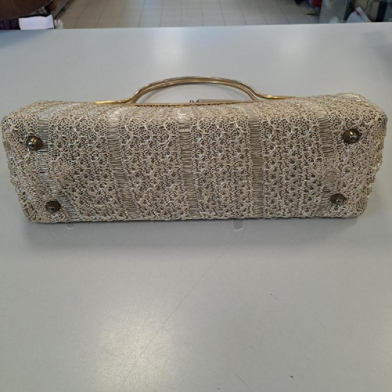 BORSA A MANO MANICO METALLO DORATO E RAFIA | Mercatino dell'Usato Bologna 3