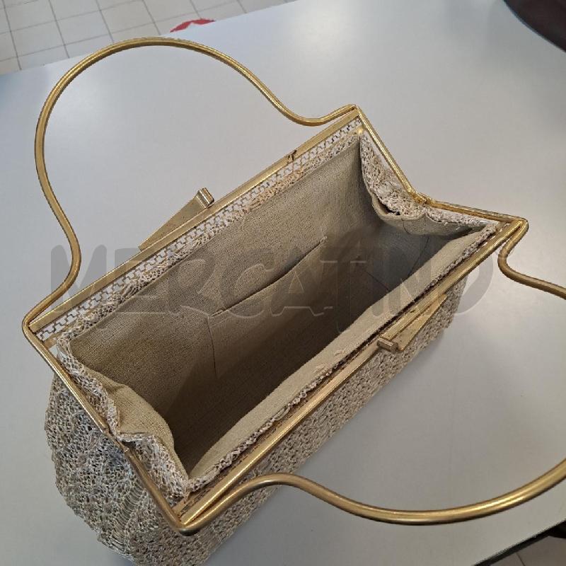 BORSA A MANO MANICO METALLO DORATO E RAFIA | Mercatino dell'Usato Bologna 4