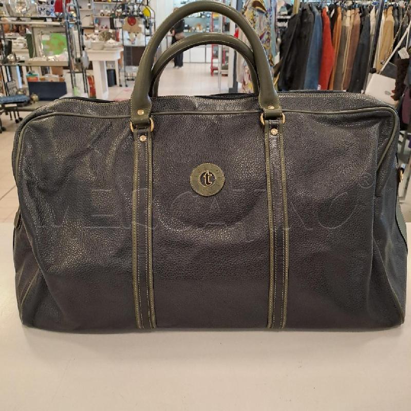 BORSA DA VIAGGIO TESTONI PELLE NERO VERDE MILITARE | Mercatino dell'Usato Bologna 1
