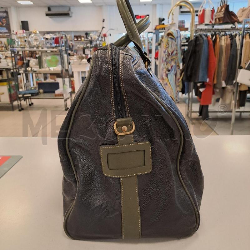 BORSA DA VIAGGIO TESTONI PELLE NERO VERDE MILITARE | Mercatino dell'Usato Bologna 4