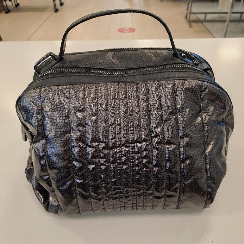BORSA DONNA BORBONESE NERO GRIGIO TRAPUNTATA | Mercatino dell'Usato Bologna 1