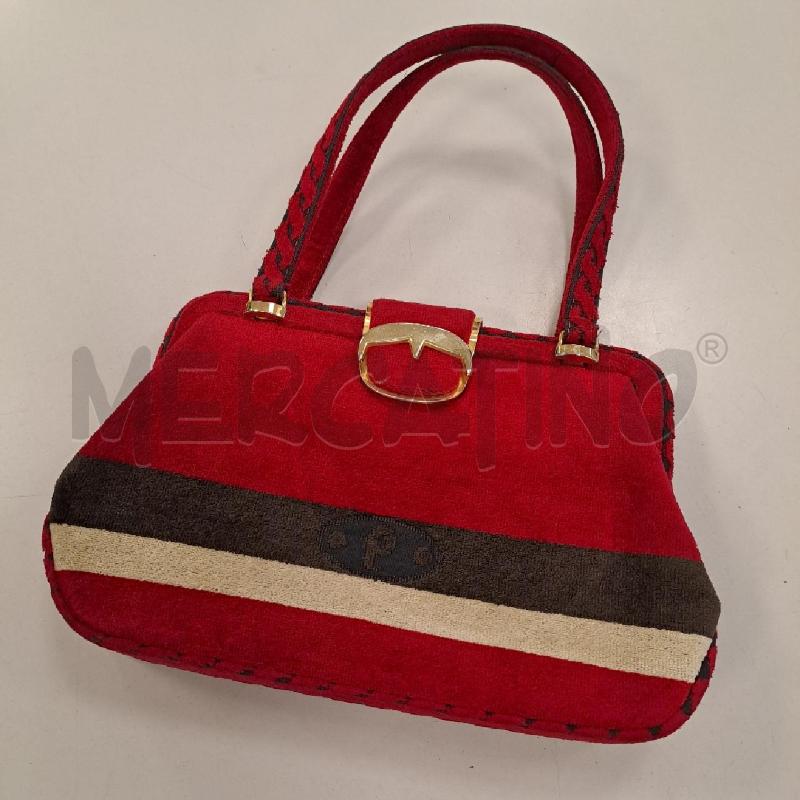 BORSA DONNA CESARE PICCINI VELLUTO ROSSO RIGHE  | Mercatino dell'Usato Bologna 1