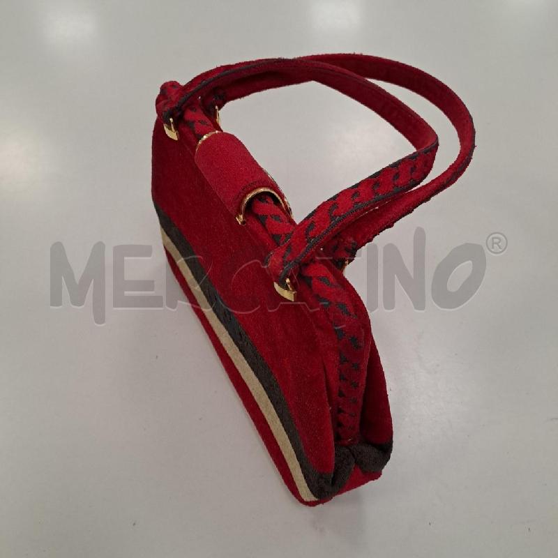 BORSA DONNA CESARE PICCINI VELLUTO ROSSO RIGHE  | Mercatino dell'Usato Bologna 3