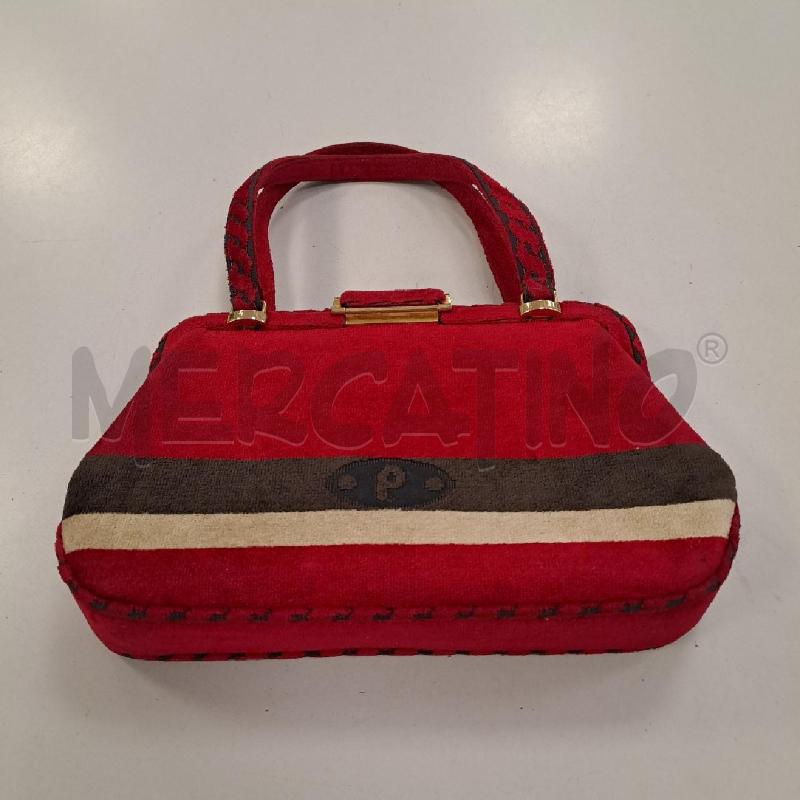 BORSA DONNA CESARE PICCINI VELLUTO ROSSO RIGHE  | Mercatino dell'Usato Bologna 4