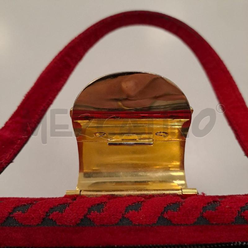 BORSA DONNA CESARE PICCINI VELLUTO ROSSO RIGHE  | Mercatino dell'Usato Bologna 5