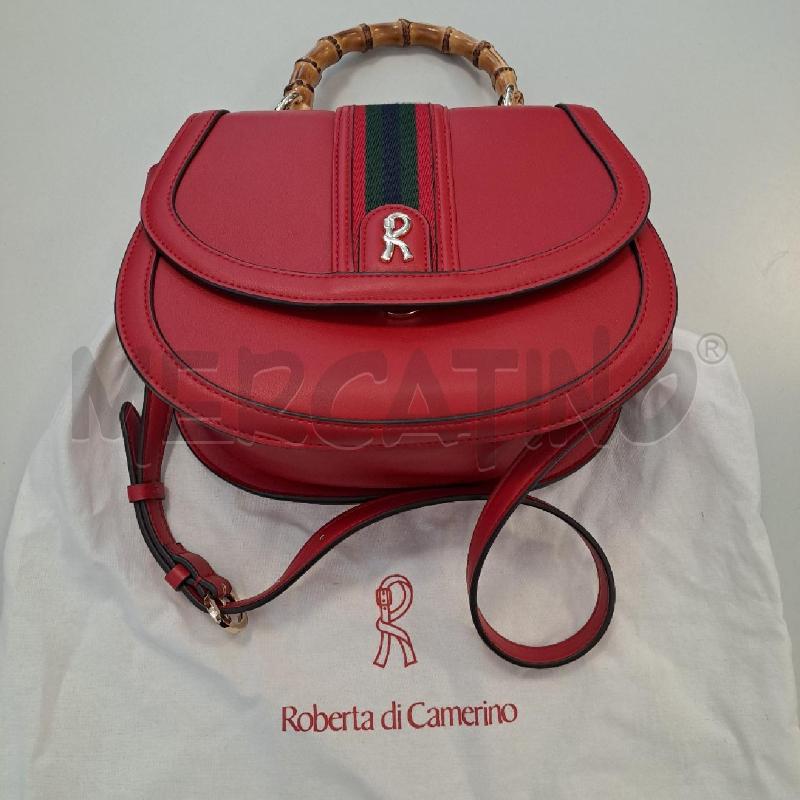 BORSA ROBERTA DI CAMERINO ROSSA MANICO BAMBOO | Mercatino dell'Usato Bologna 1