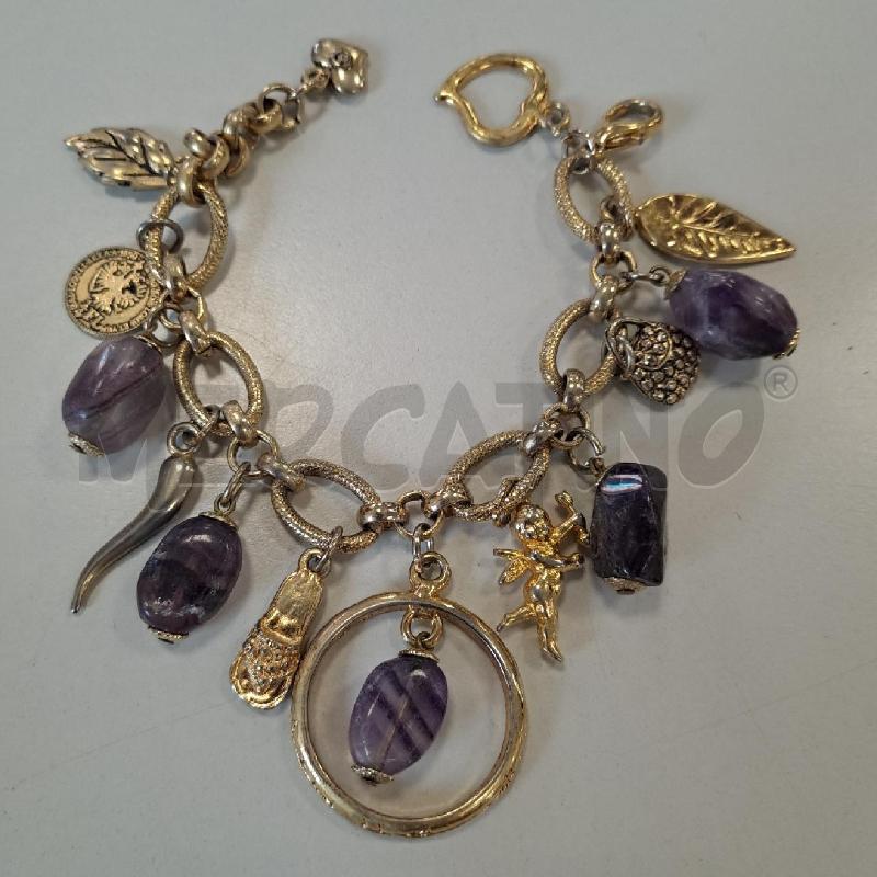 BRACCIALE DORATO CHARMS AMETISTA | Mercatino dell'Usato Bologna 1