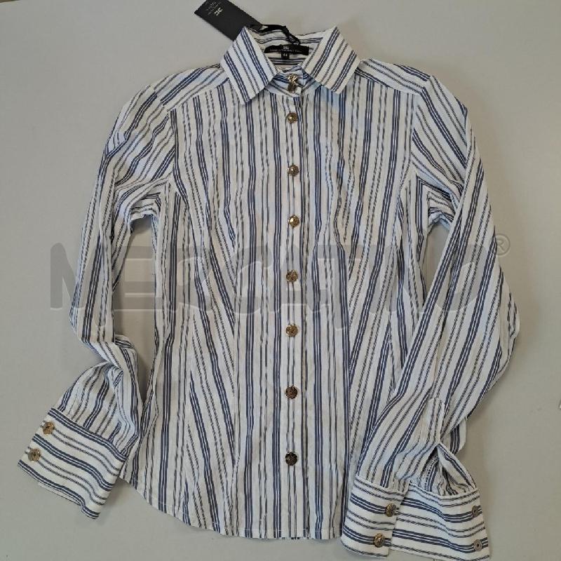 CAMICIA DONNA ELISABETTA FRANCHI BIANCO RIGHE BLU | Mercatino dell'Usato Bologna 1
