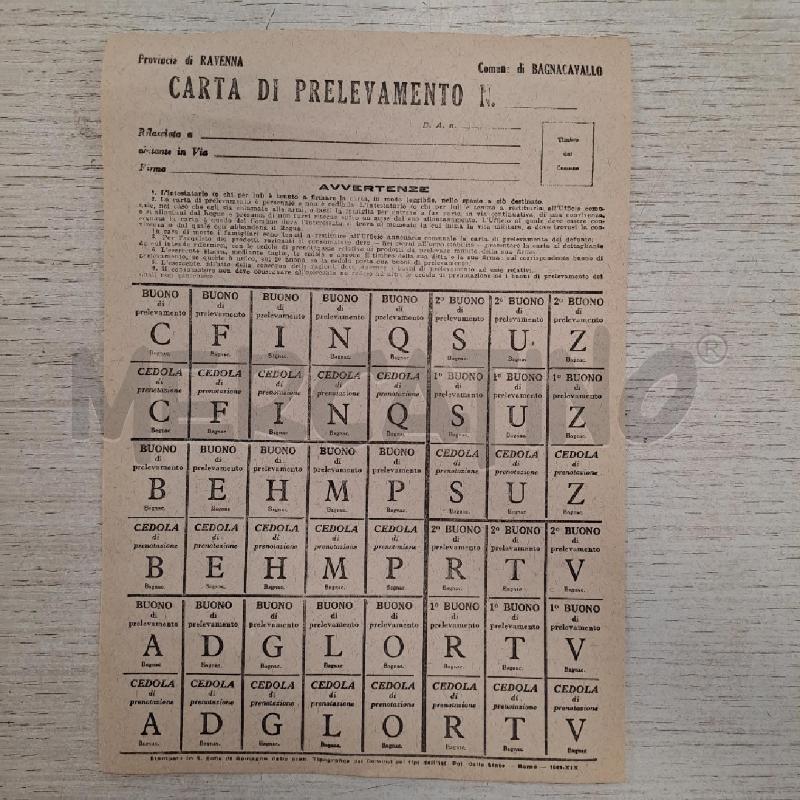 CARTA DI PRELEVAMENTO BAGNACAVALLO | Mercatino dell'Usato Bologna 1